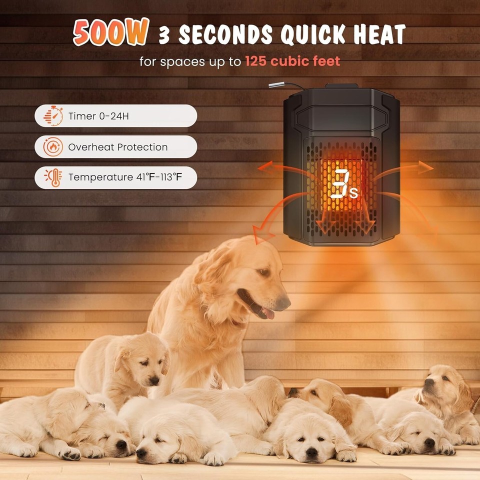 PETNF Dog House Heater for Outside Dog House with 500W Thermostat WIFI