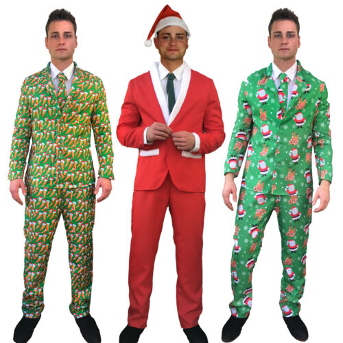 Traje de Navidad para Hombres Brote de Zanahoria Santa Sombrero Divertido Patrones Elegante Vestido Disfraz - Imagen 1 de 5