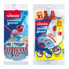 Vileda Supermocio Mop Head Refill 3Action XL Blue Microfibre Single or Twin Pack