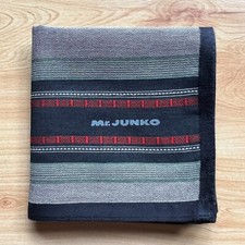 VINTAGE JAPAN HANDKERCHIEF ART STRIPED LINE COTTON MEN'S POCKET SQUARE 17" A0944