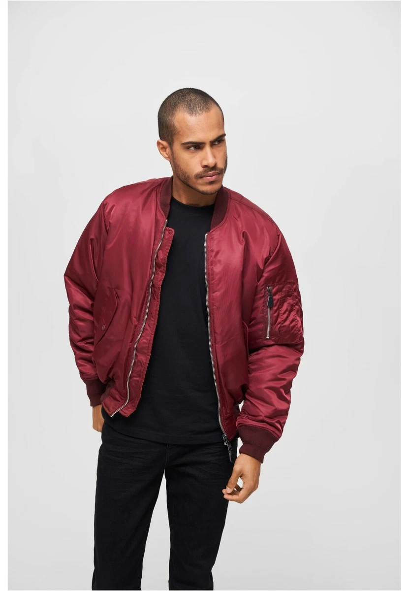 BRANDIT Giacca Giubbotto Bomber uomo militare aviatore MA1 Jacket Bordeaux  Over | eBay