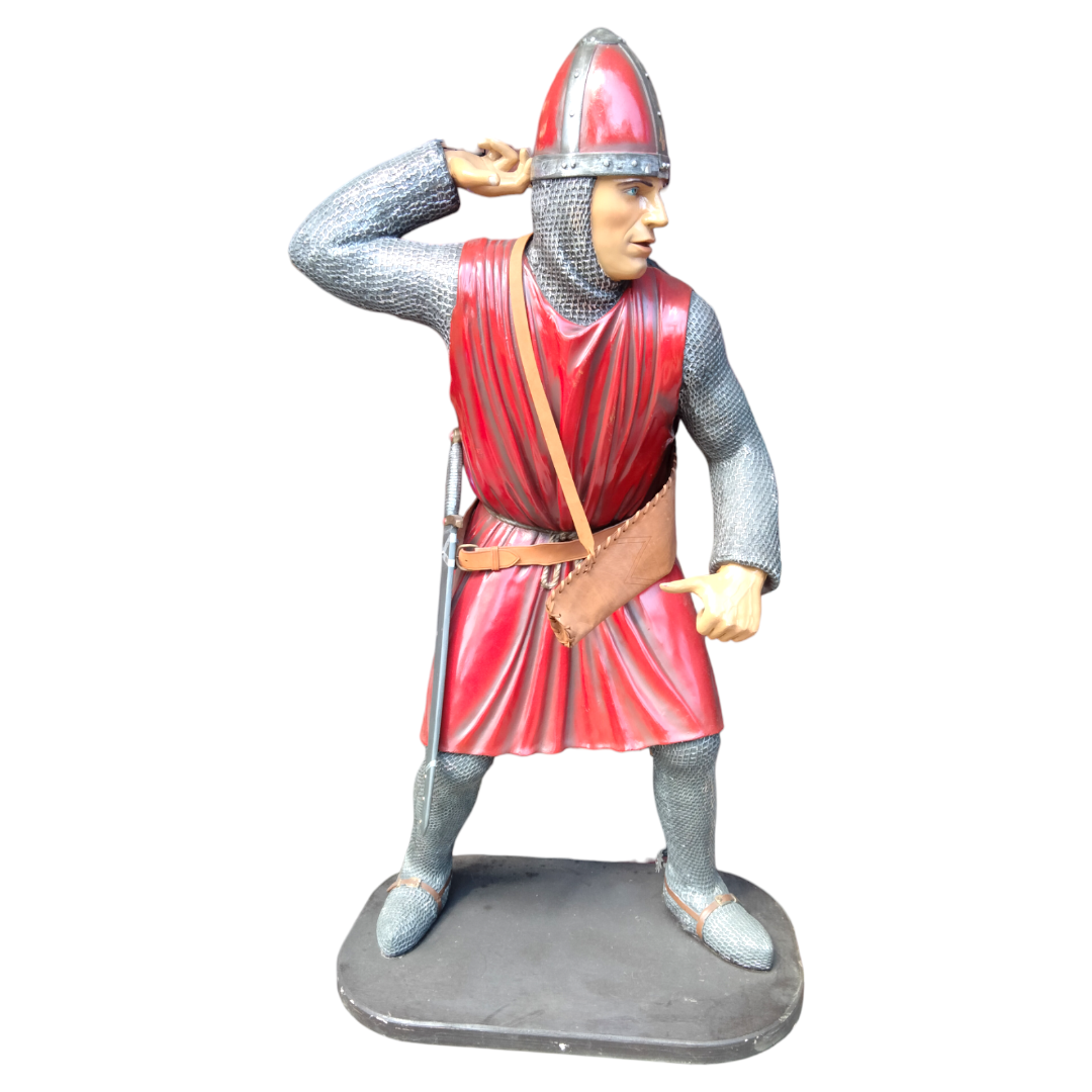 Medieval Crusades Knight Fiberglass Statue - King Queen Catholic Decor-image