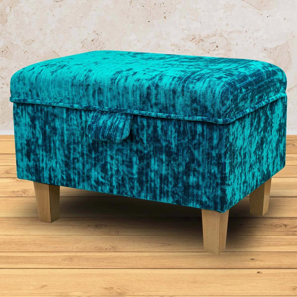 Teal velvet ottoman deals