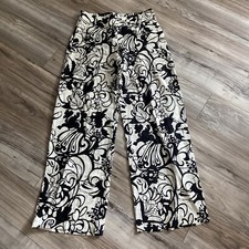 Elie Tahari floral 100  linen wide leg pants lightweight M  