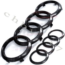 Audi S4 Rings Front Grill Rear Trunk Oem Emblem Set Carbon Fibre Logo A4 Rs4