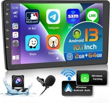 10.1" Android 13 Car Stereo Carplay GPS Navi BT Touch Radio Double 2Din + Camera