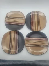 SET OF 4 Better Homes & Gardens BAZAAR BROWN Stripes 11"