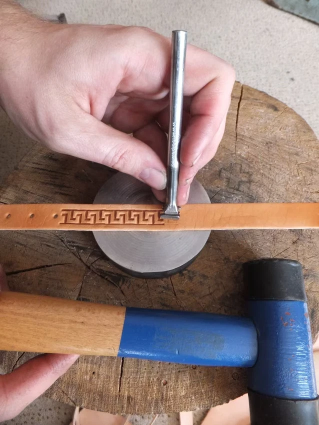 013-14 Straight Meander Original Brass hand made Leather stamp - Image 3 of 4