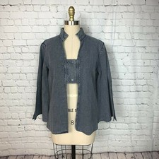 Crosstree Lane Womens Jacket Bell Slit Sleeve Denim Gray Coat Nwt $79 Size Large