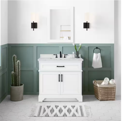 Cherrydale Bathroom Vanity Mirror 24" W x 32" H Rectangular Framed White - Picture 3 of 7