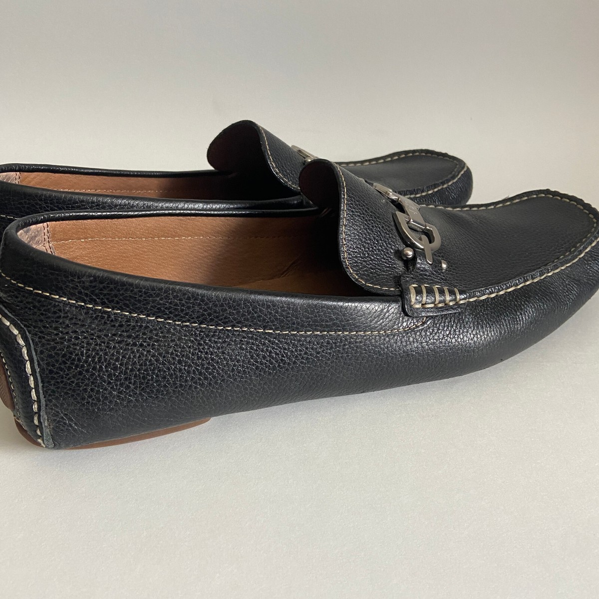 Donald j Pliner black suede horsebit loafers mens 10 luxury slip on Comfort Shoe Donald J Pliner Black Slip on Mens Leather Horsebit Buckle  main image 2