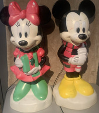 Disney Gemmy Mickey and Minnie Mouse Christmas Lighted Blow Mold Set 24" 2021