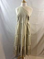 GAP NWT One Shoulder Khaki Dress with Eyelet Trim, Size 10