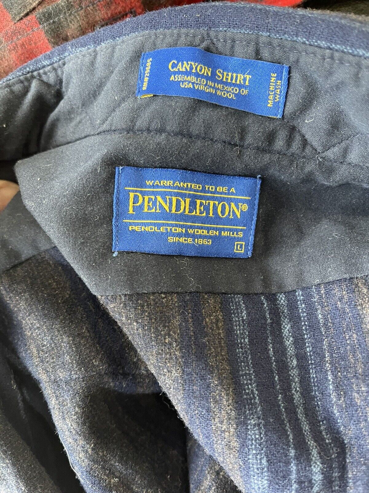 PENDLETON CANYON Shirt Mens L Virgin Wool Blue Lo… - image 11