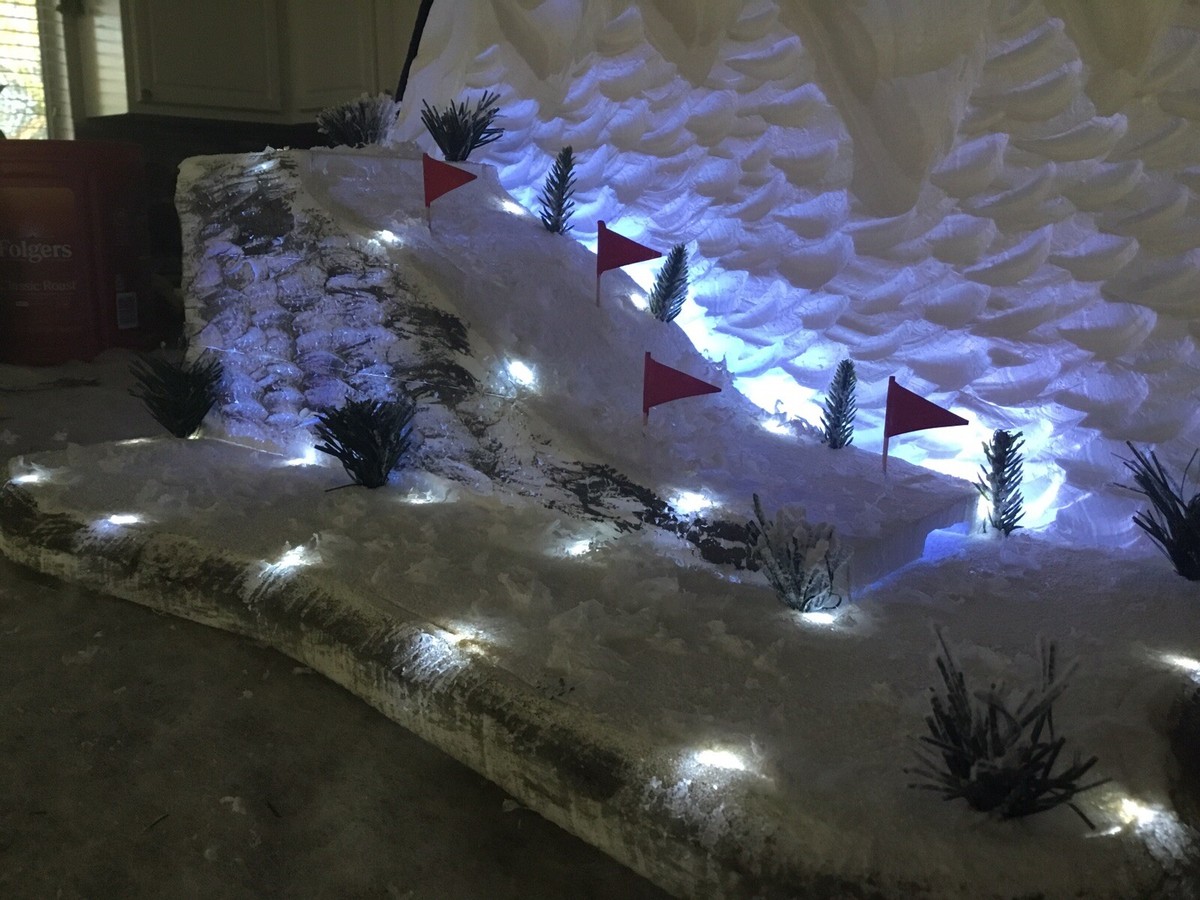 christmas village display Illuminated Ski Slope Scene For