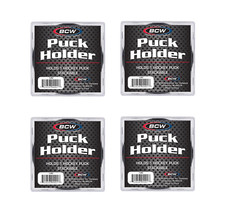 (4 Pack) BCW Square Hockey Puck Holder Cube Case Stackable For Regulation Pucks