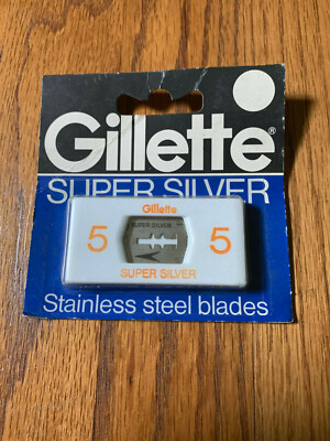 Old Gillette Super Silver Super Stainless Blades. 5 count