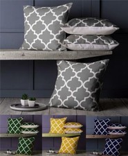 4 Pack of Cushion Covers Geometric Linen Feel Moroccan Design 18 inch Square    