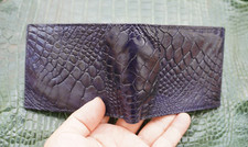 Dark Blue Money Clip Crocodile Skin Leather Bifold Men's Wallets Real D17