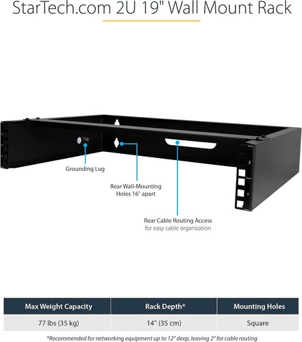 Durable 2U Wall Mount Rack for 19" Equipment - Organize Your Network Seamlessly - Photo 4/8