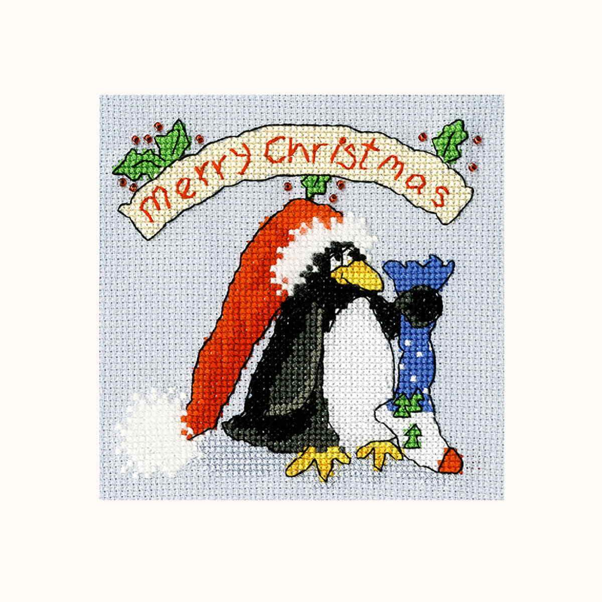 Bothy Threads  greating card counted cross stitch kit ""PPP Please Santa"", XMAS33
