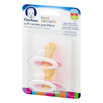 Pack X Gerber First Essentials Soft-Center Pacifier 0-6 Pink