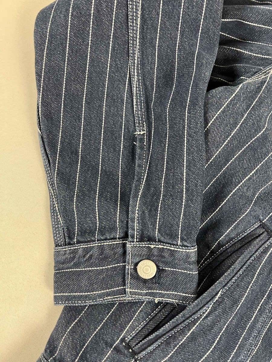 CARHARTT WIP ORLEAN STRIPE JACKET BLUE/WHITE STONE WASHED L CARHARTT WIP ORLEAN STRIPE JACKET BLUE/WHITE STONE WASHED L