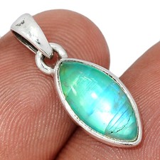 Treated Green Rainbow Moonstone 925 Sterling Silver Pendant Jewelry CP52941