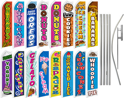 Dessert Advertising Swooper Flutter Feather Flag Kit Ice Cream Donuts Churros