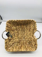 Straw Studios 14" Wicker Basket/Serving Tray With Handles Designed Beautifully