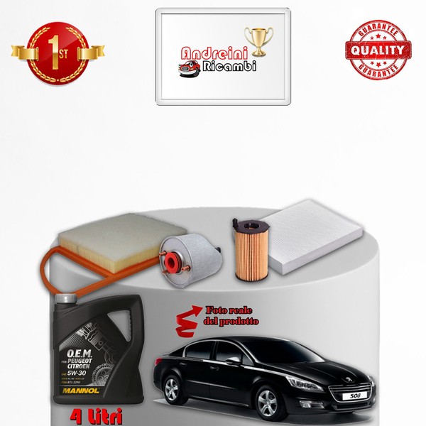 Set Service 4 Filter+4 Liter 5W30 Peugeot 508 1.6 HDI 82KW Von 2010->-image