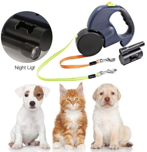 Retractable Lead Leash Double Tangle Dual Doggie 2 Dog 50 Pounds For Pet Dog New - Picture 10 of 10