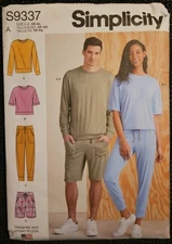 SIMPLICITY 9337 Knit TOPS & PANTS ADULT SIZES XS SM M L XL UNCUT Pattern FSHIP 