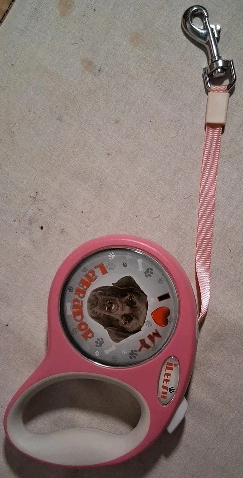 Correa retráctil con cable iLEESH de 3 m para perro pequeño/mediano/grande - 9,5 pies de plomo rosa Foto 3 de 4