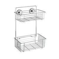 Wenko Vacuum-Loc Wandregal Bari Chrom 2 Etagen Badregal Ohne Bohren Silber