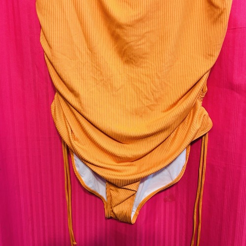 #8569 WOMENS ORANGE SPAGHETTI STRAP ONE PIECE BATHING SUIT WOMENS SIZE 2XL - Picture 3 of 7
