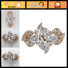 Gorgeous Clear CZ Crystal Floral Hair Barrette Clip - Heavy Duty, Elegant Access