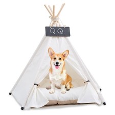 Pet Teepee with Cushion for Dogs  Cats - Portable, Indoor/Outdoor Pet Tent Bed
