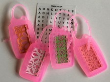 TOWEL TAG id - Set of 4 PINK towel name tags, towel markers, towel id tags
