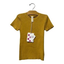 Tia Cibani Marigold Ribbed Short Sleeve Sweater Girls Size 7/8 Mustard Yellow