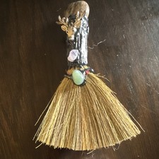 Handmade Deer Besom Broom with Crystals for W...
