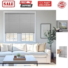 Mini Blinds for Indoor Windows – 16"W x 48"H, Gray Horizontal Vinyl Blinds | ...