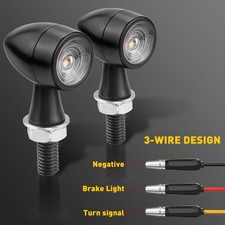 Mini LED Motorcycle Bullet Turn Signals Blinker Light Indicator Amber Lamp Black