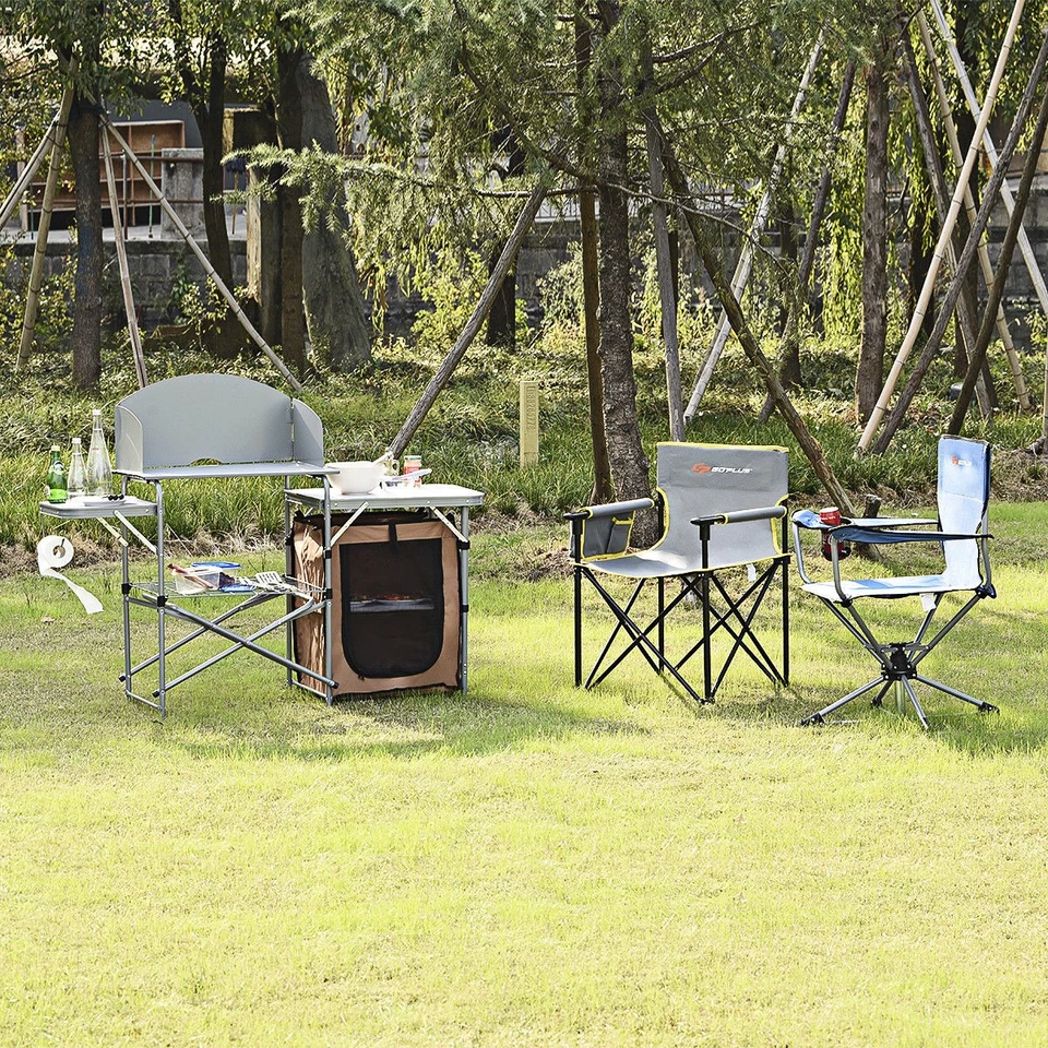 Mesa de Camping Plegable Exterior Barbacoa Portátil Soporte para Parrilla con Bolsa para Parabrisas Foto 4 de 4