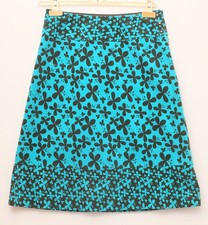 White Stuff pencil skirt size 8 23 inches long turquoise & black pattern worn