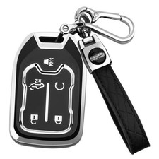 for GMC Key Fob Cover with Keychain Key Case Shell TPU Full Style 2-black