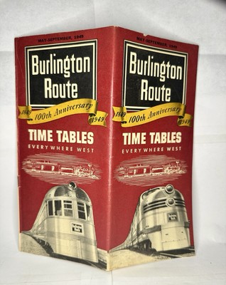 Burlington Route Railroad Time Tables 100th Anniversary 1949