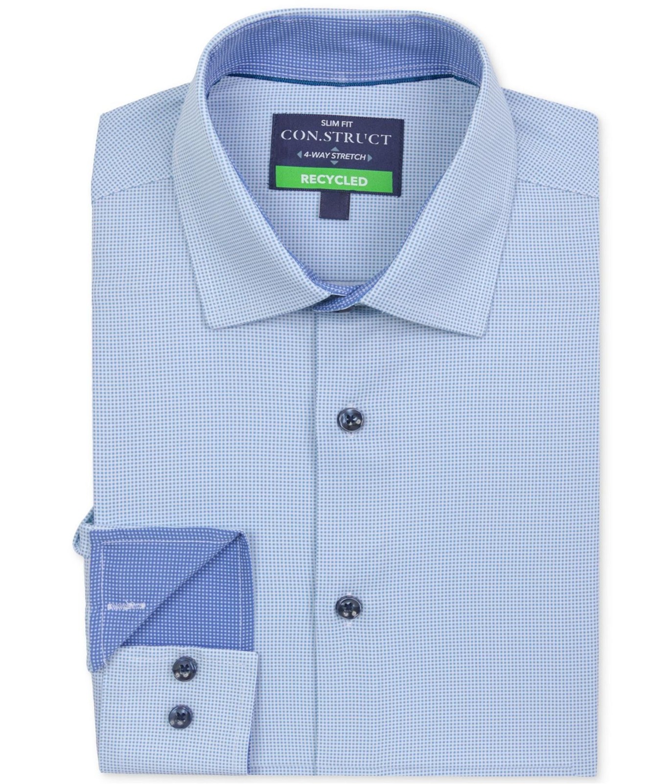 Con.Struct Mens 4 Way Stretch Button Down Dress Shirt