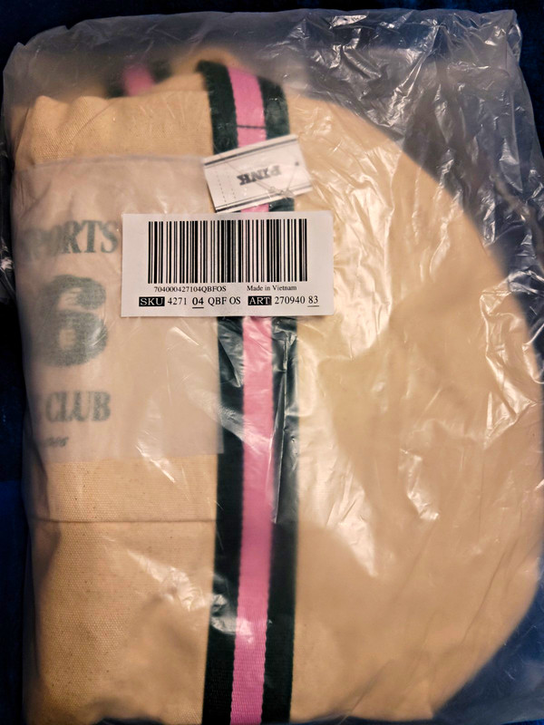PINK Sports 86 Athletic Club Canvas Duffle Gym Bag Zip Adjustable Strap Stripe