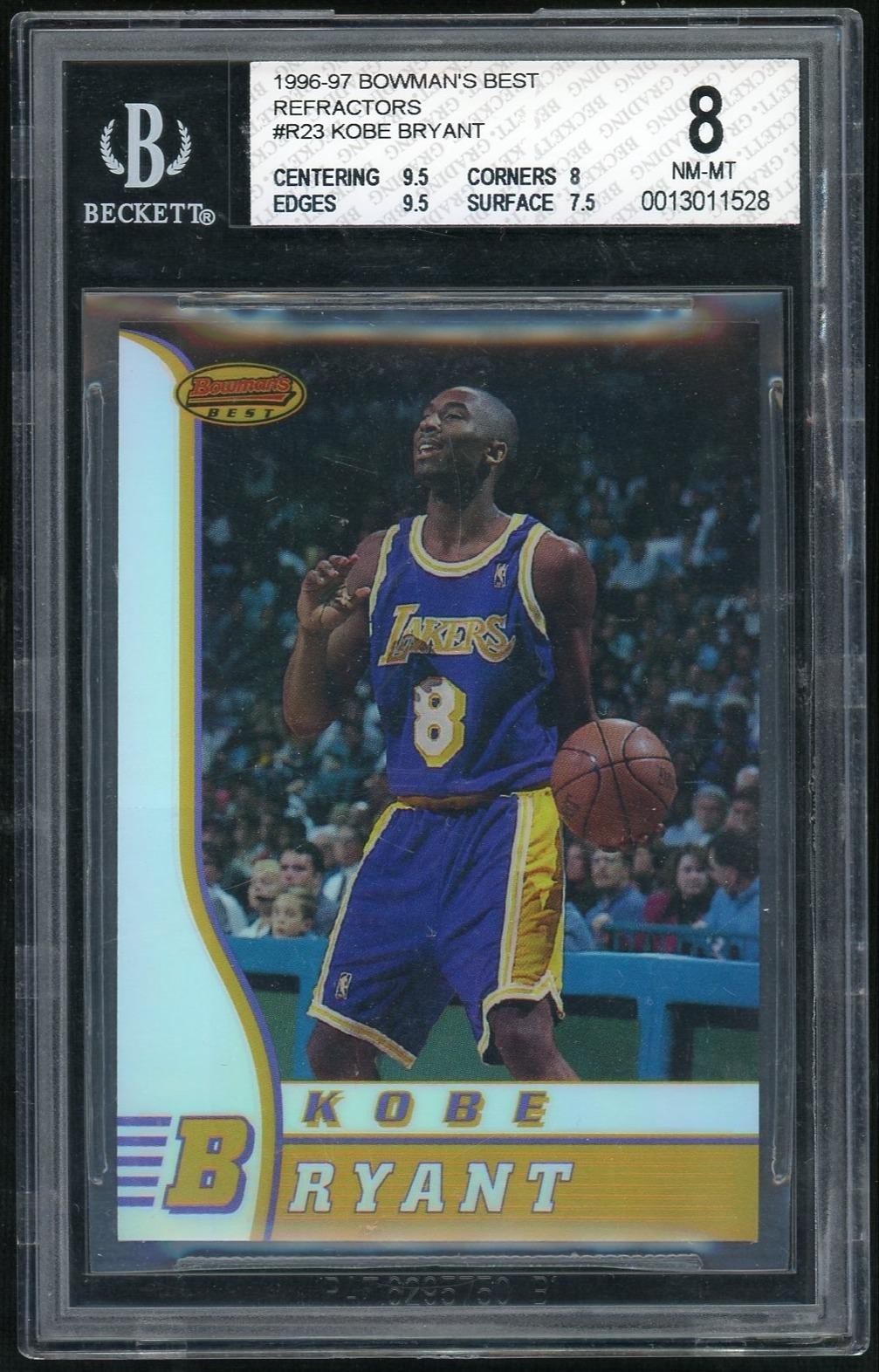 1996 Bowman's Best #R23 Kobe Bryant Rookie Refractor BGS 8